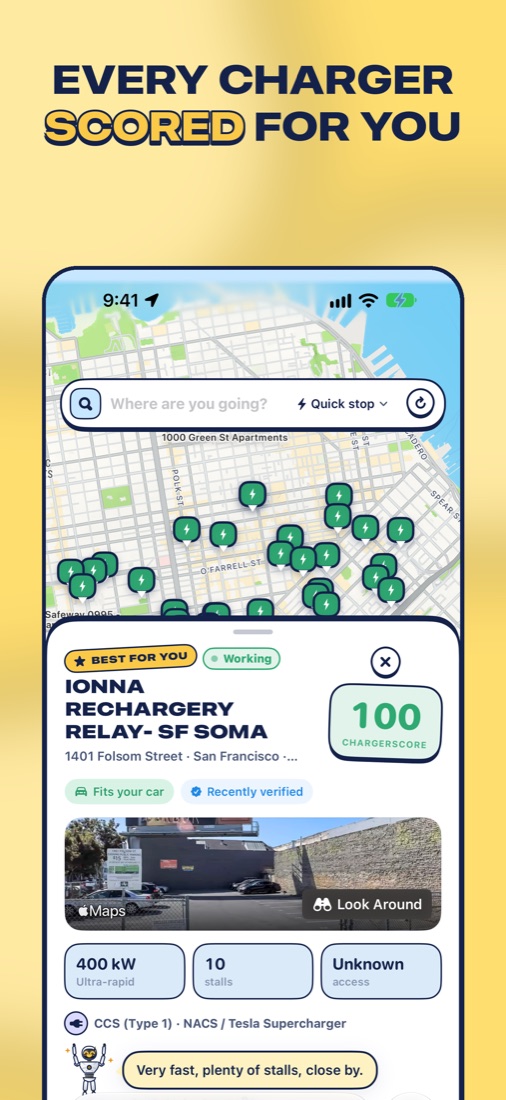 Voltage map with a charger scored 100 out of 100